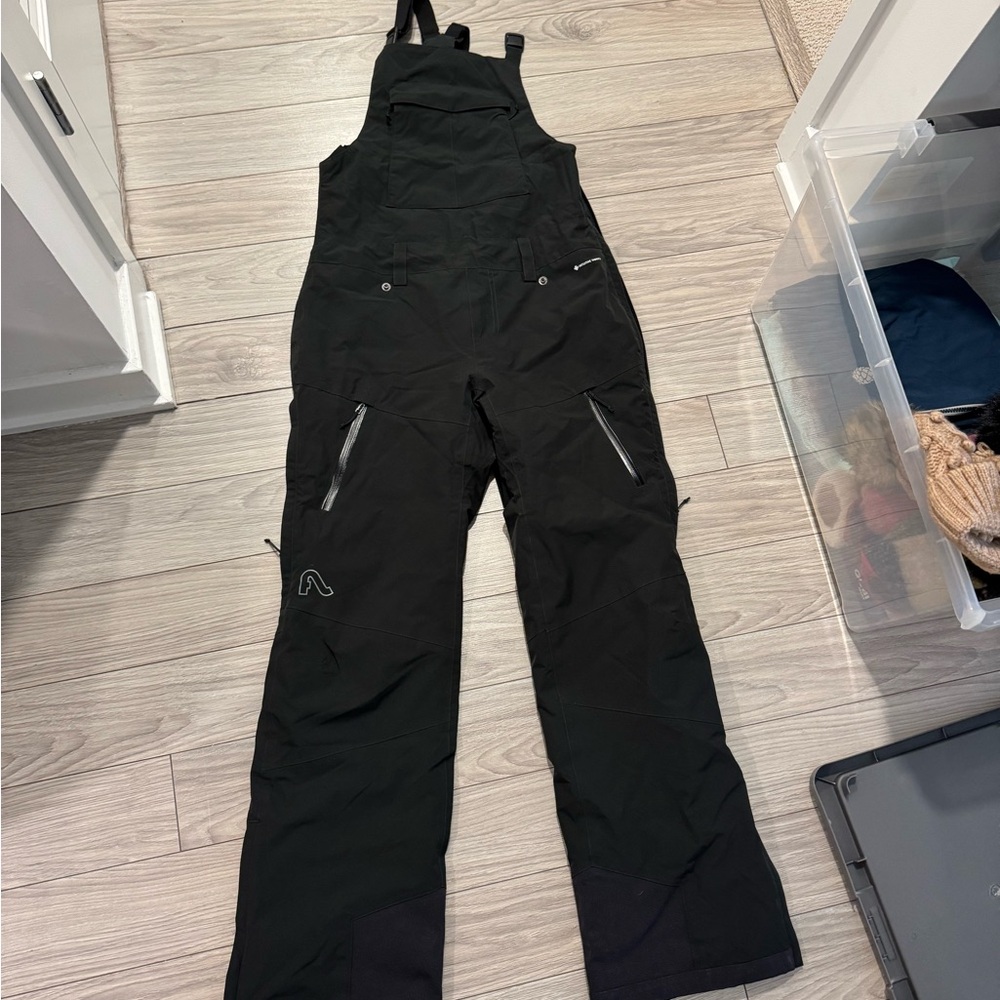 Black Snow Bib Overalls with Pockets